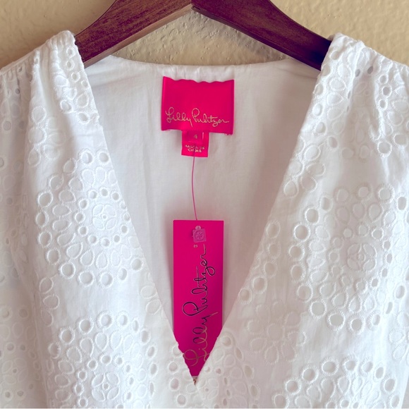Lilly Pulitzer | Taviana Eyelet Dress - Resort White Circle Bloom Eyelet (4) - Picture 9 of 13